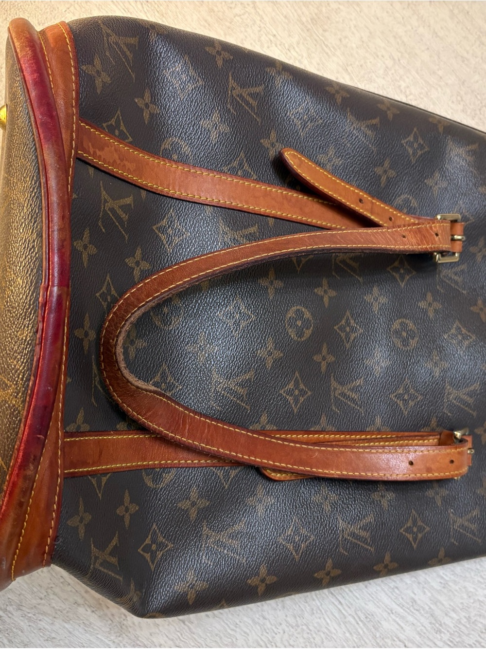 Louis Vuitton Monogram Vertical Bucket Bag in Brown and Tan - Picture 9 of 12